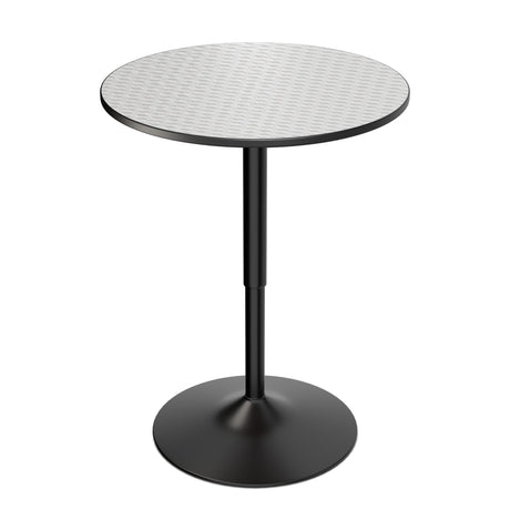 Magshion 23.5'' Round Bar Table, Adjustable Range 27.5"-36" Wood Pub Table with Black Leg and Base for Living Room Dining Room Bar Cocktail Table (Silver) Magshion