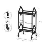 VEDECASA Bookshelf Book Rack Industrial Metal Bookcase 2 Tier Holder with Wheels Modern Stylish Design Magazines Files Album Recipe Book Storage Organizer for Sofa End Bed Beside VEDECASA