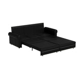LuxyHoom 93.7" King Size Sleeper Sofa Bed, Pull Out Sofa Bed, Faux Leather Upholstery, 3 in 1 Convertible Sleeper Couch, Chaise Lounge, Retro Recliner for Living Room, Office, Apartment, Black LuxyHoom