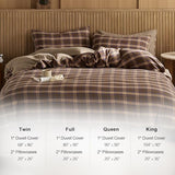 EAVD Vintage Style Brown&Blue Buffalo Plaid Duvet Cover Set Queen Soft 100% Cotton Muslin Blue Brown Grid Gingham Bedding Set with 2 Pillowcases Farmhouse Gingham Duvet Cover with Zipper Closure EAVD