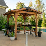 Backyard Discovery Granada Grill Gazebo Pavilion w/Outdoor Bar, 80" Grill Space, Hard Top Steel Metal Roof, Wind Resistant - 100 mph, Supports 4,700 Backyard Discovery