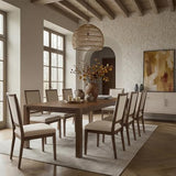 Farati 9-Piece Expandable Dining Table Set, 60"-80" Modern Wood Table with 8 Upholstered Chairs, Large Rectangular Extension Set for Dining Room, Conference & Entertaining, Walnut Farati
