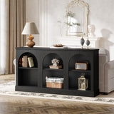 Tribesigns Farmhouse Console Table, 63-Inch Long Entryway Table with 3 Tier Storage, Wooden Rectangular Sofa Table Behind The Couch for Entrance, Hallway, Living Room, Black Tribesigns