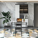 Tangkula Dining Table Set, 5 Pieces Dining Set with Tempered Glass Top Table and 4 Chairs, Kitchen Dining Room Furniture, Black Tangkula