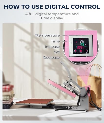 Jinrrenyi 24x16 Inch Heat Press Machine for T Shirts with LCD Smart Screen and Pull-Out Sliding Track, 2000W Digital Industrial Sublimation Printer for Heat Transfer Vinyl, Fast Heating Jinrrenyi