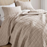 Hyde Lane Linen Quilt Set Queen Size - Breathable Box Stitched European Flax Bedding Set for Bedspread and Coverlet, with 2 Pillow Shams, 90"x96", Linen Hyde Lane