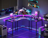 Casaottima L Shaped Gaming Desk with Monitor Stand, Corner Desk Gaming Table for Home Office, Computer Desk Sturdy Writing Workstation for Small Space, 51 inch, Carbon Fiber Surface, Black Casaottima