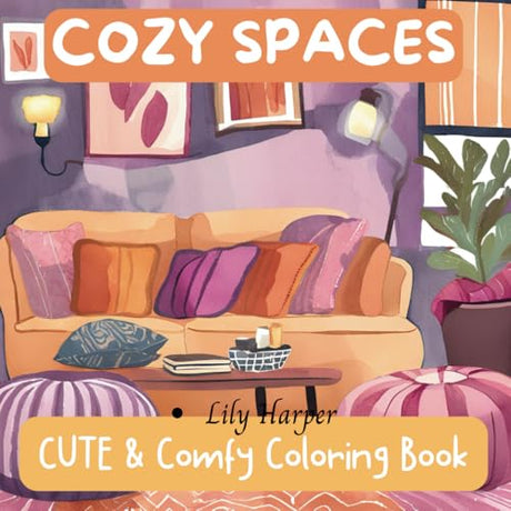 Adult Coloring Book: Cozy Spaces - Bold & Easy Designs for Adults and Kids, Featuring Comfy & Cute Scenes for Relaxation (Charming Colors: Bold & Easy Coloring for Relaxation and Fun) WoodArtSupply