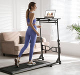 Oransail Small Standing Desk with Wheels, 29.5-45.3 Inch Adjustable Height, Portable Treadmill Desk, Rolling Computer Table for Walking Pad with a Cup Holder and a Hook Oransail