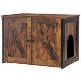 DWANTON Litter Box Enclosure, Cat Litter Box Furniture Hidden, Reversible Entrance Can Be on Left or Right Side, Wooden Cat Washroom Indoor, Fit Most of Litter Box, Rustic Brown, 27.6 Inches Dwanton