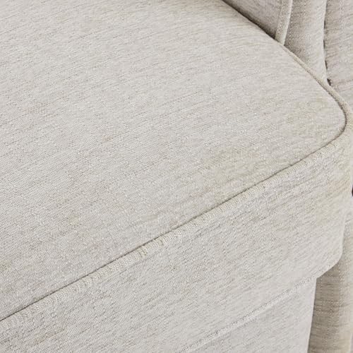 MCombo Pushback Recliner Chair, 3-Position Oversized Manual Recliner with Rolled Arms, Solid Wood Legs & Chenille Upholstery, Accent Reclining Chair for Living Room Office 4865 (Beige) MCombo