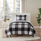 5 Piece Comforter Set Bed in a Bag Buffalo Check Christmas Print All Season Soft Down Alternative Bedding Comforter Set & Luxurious White Microfiber Bed Sheets, Twin, Buffalo Plaid Black/White Sweet Home Collection