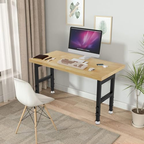 48” Chipboard Wood Work Bench Work Table, Metal Tool Heavy-Duty Adjustable Workbench, 3000 Lbs Capacity Tool Bench Workstation for Garage, Workshop climblocka