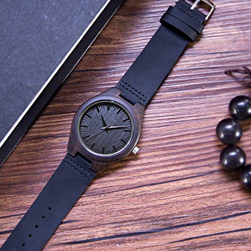 BYMAX Mens Engraved Wooden Watch, Wood Watches for Husband Son Groomsmen Customized Birthday for Men or Women BYMAX