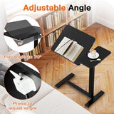 Sweetcrispy Small Standing Desk Rolling Table Adjustable Height, Laptop Mobile Stand with Wheels, Portable Computer Workstation with Tiltable Desktop for Teacher Classroom Home Office, Black Sweetcrispy