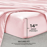 Juicy Couture Twin XL Size Satin Bed Sheet Set, Deep Pocket Silky Twin XL Sheet Set with 1 Fitted Sheet, 1 Flat Sheet, 1 Pillow Case, Wrinkle Resistant and Anti Pilling Bed Sheets - Pink Juicy Couture