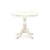 East West Furniture AMGR3-LWH-W 3 Piece Dinette Set for Small Spaces Contains a Round Kitchen Table with Pedestal and 2 Dining Room Chairs, 36x36 Inch, Linen White East West Furniture