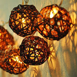 Vigdur Decorative - Rattan Ball String Lights with 10 Led Bulbs Connectable Indoor Outdoor Lantern Lights for Bedroom Wedding Garden Party Backyard Decor,9.84FT Vigdur