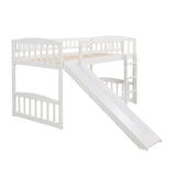 Bellemave Twin Loft Bed with Slide and Ladder, Low Loft Bed for Kids, Wood Loft Bed, for Boys Girls,White Bellemave