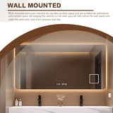 High QLO Bathroom Vanity Double Sinks Set - Floating Log Color Classic Design Bathroom Vanity Includes Three Large Drawers | Open Storage Rack & Time Display Mirror,Double Basins(60IN) High QLO