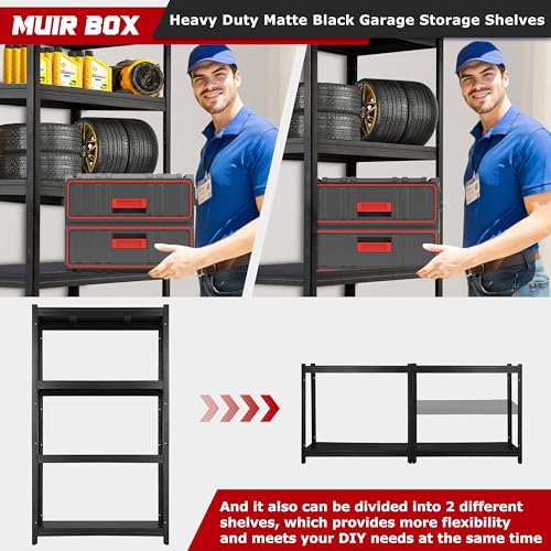 MUIR BOX 57" H 4 Tier 40" Wide Garage Shelving 2400 lbs Heavy Duty Garage Storage Shelves Heavy Duty Shelving Adjustable Metal Shelving for Garage Industrial Rack (40" Wx20 Dx57 H) - WoodArtSupply