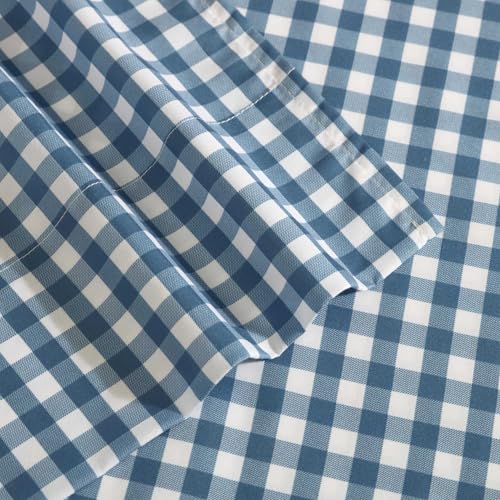 Eddie Bauer Kids - Full Sheets, Stain-Resistant Toddler Bedding with Matching Sham(s), Super Soft, Ideal Boy Room Essentials (Preston Check Blue, Full) Eddie Bauer