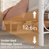 VECELO Metal Canopy Bed Frame Twin Size, 4 Posters Platform Mattress Foundation with Headboard, Heavy Duty Steel Slats Support, No Box Spring Needed, White