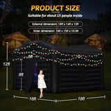 Step4Fun Large Black Inflatable Night Club 18x16x12 Ft Party Tent with Logo Area Disco Cube for Wedding Birthday Raves Dance Floor Yard Party Step4Fun