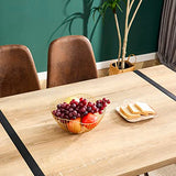 Ganooly Rustic 5 Piece Dining Room Table Set for 4 People, 55 Inch Rectangle Kitchen Dining Table with Wood Tabletop and Metal Frame & 4 Fabric Chairs Set, Suitable for Small Space Ganooly