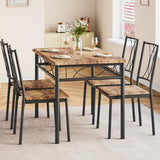 CABIHOME Dining Table Set for 4, Kitchen Table Set with 4 Chairs, Rectangular Dining Table Set for 4, Kitchen Table Set for Apartment, Small Space, Dining Room, Retro Brown CABIHOME
