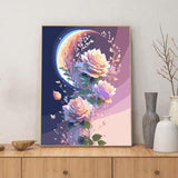 ZRIZQ Paint by Numbers for Adults Beginners,Moon Flower Adult Paint by Number Kits on Canvas,Paint by Numbers for Home Wall Art Decor 16x20 Inch（Without Frame） ZRIZQ
