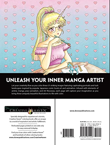 Creative Haven Manga Muses Coloring Book: Inspiring Anime, Manga, & Pop Surrealist Designs (Adult Coloring Books: Fantasy) WoodArtSupply