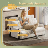 WLIVE Futon Sofa Bed, Floor Chair with Adjustable Backrest, Bean Bag Bed for Adults, with Armrest, Pillow, Low Profile for Living Room, Reading, Bedroom, Loveseat, Grey WLIVE