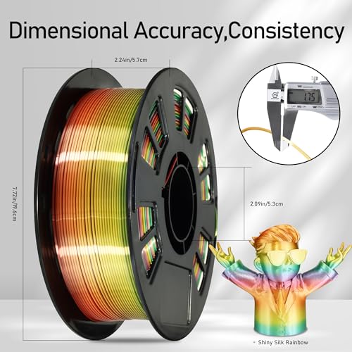 DO3D Silk Multicolored Rainbow PLA 3D Printer Filament, 1.75mm PLA Fast Color Change 3D Printing Material, 1kg Spool (2.2lbs),for FDM 3D Printers - WoodArtSupply