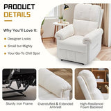 Korser Recliner Chair, Living Room Recliner Chairs for Adults, Small Recliners for Small Spaces, Upholstered Manual Recliner with Side Pockets, Modern Nursery Chair for Living Room, Chenille, Beige