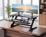 HUANUO 32" Z Shaped Stable Standing Desk Converter, Height Adjustable Sit Stand Up Desk Riser, Dual Monitor and Laptop Workstation with Wide Keyboard Tray, Desk Lifter for Home Office HUANUO
