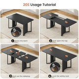Itaar 5-Piece Dining Table Set for 4-6 People, 63" Extendable Kitchen Table and 4 Cushion Chairs, Dining Room Table with MDF Board & Metal Frame for Small Space, Easy Clean, Black Itaar