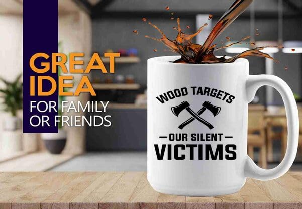 Axe Throw Coffee Mug 15oz White -Wood targets - Sport Game Tomahawk Target Throwing wooden Competition Hunting Luxe Gifting