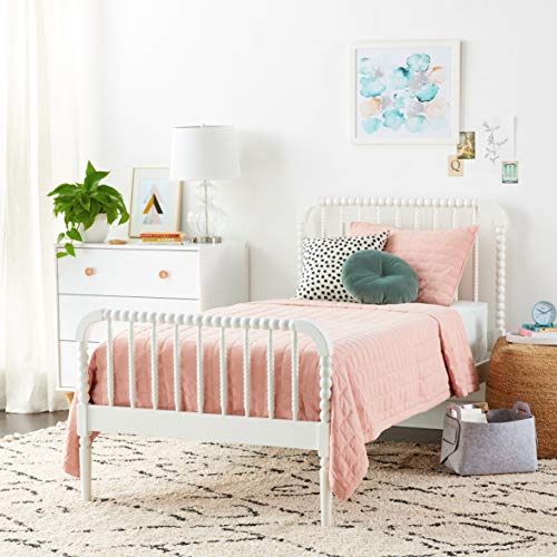 Coaster Home Furnishings Jones Country Farmhouse Wood Jenny Lind Bobbin Twin Size Open Frame Fully Slatted Platform Bed FrameWhite 400415T - WoodArtSupply