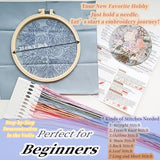 FONNUY Bouquet Flowers Embroidery Kit for Beginners, Pre-Stamped Pattern Kits for Adults with Hoop, Easy to Follow Color Thread Needlework, 8'' Hoop (Captivating Allure)