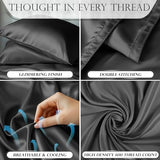 DECOLURE Satin Bed Sheets - 6 Piece Luxury Silky King Size Bedding Set - Softer Than Silk, Wrinkle-Free with 15” Deep Pocket Fitted Sheet, Perfect for Hair & Skin, Gifts for Women (Stone Grey) DECOLURE