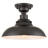SAMTEEN 12-Inch Farmhouse Semi Flush Mount Ceiling Light Black 1-Light Industrial Barn Ceiling Light Matte Black Hallway Light Fixtures Ceiling for Bedroom Kitchen Foyer Loft SAMTEEN