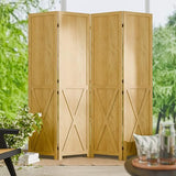Cozy Castle Wood Room Divider, 4 Panels Folding Privacy Screen, 66.9'' Wall Divider, Barnwood Room Separator, Freestanding Partition, Temporary Wall for for Home Office Restaurant Decorative, Natural Cozy Castle
