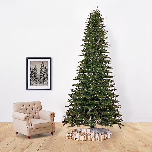 12ft. Belgium Fir Natural-Look Artificial Christmas Tree with 1500 Clear LED Lights and 4962 Bendable Branches