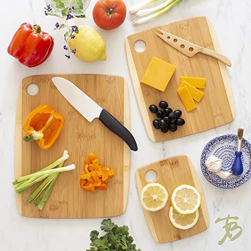 Totally Bamboo 3-Piece Two-Tone Bamboo Serving and Cutting Board Set - WoodArtSupply