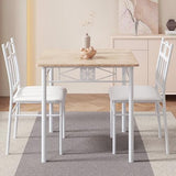 VECELO 3 Piece Dining Table Set for 2 with Chairs, Wood Table-top & PU Padded Seat for Small Space Kitchen VECELO