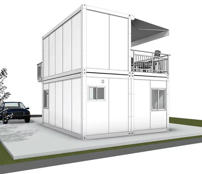 Double-story house with Balcony. Fully equipped bathroom, 4-6 bedrooms prefab container house. 20ft combined container home with stairs with free Water heater - WoodArtSupply