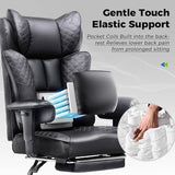 GTRACING Big and Tall Office Chair 400LBS Wide Ergonomic Gaming Chair with Deluxe Embossing Designed Leather with Foot Rest,150°Reclining Adjustable Soft Armrests Pocket Spring Back Support and Pillow GTRACING