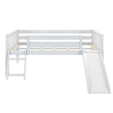Max & Lily Twin Ultra Low Loft Bed with Slide and Climbing Ladder, Solid Wood Bed for Kids, Space Saving Design for Small Rooms, Twin Size Loft Bed with 14 Inch Guardrails, Anti Slip Steps, White Max & Lily
