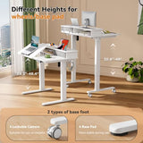 White Standing Desk，60° Tiltable Height Adjustable Electric Rising Desk，40Inch Foldable Mobile Laptop Table with Shelf,Monitor Stand, Drawer ,Flippable Drafting Workstation on Wheels for Kids’ Drawing Gibbon Mounts